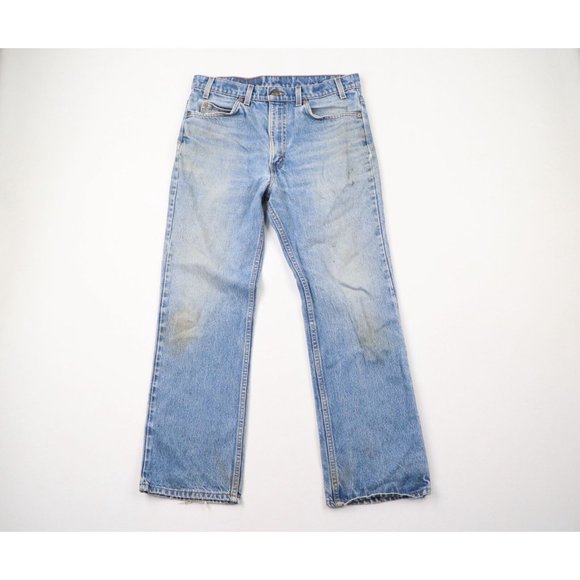 Vintage 90s Levis 517 Orange Tab Mens 32x29 Thrashed Boot Cut Denim Jeans USA